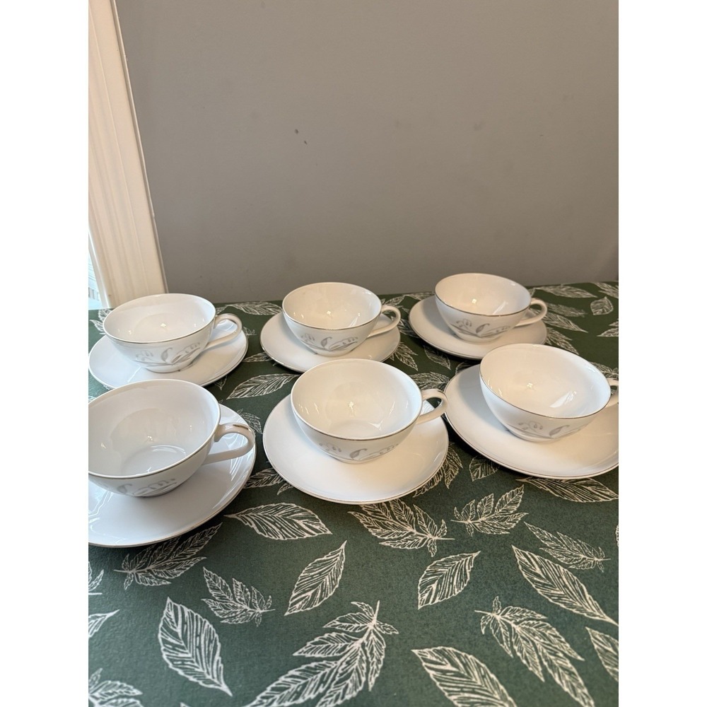 Kaysons Fina China Japan Vtg. Golden Rhapsody 1961 Cups & Saucers Set Of 6